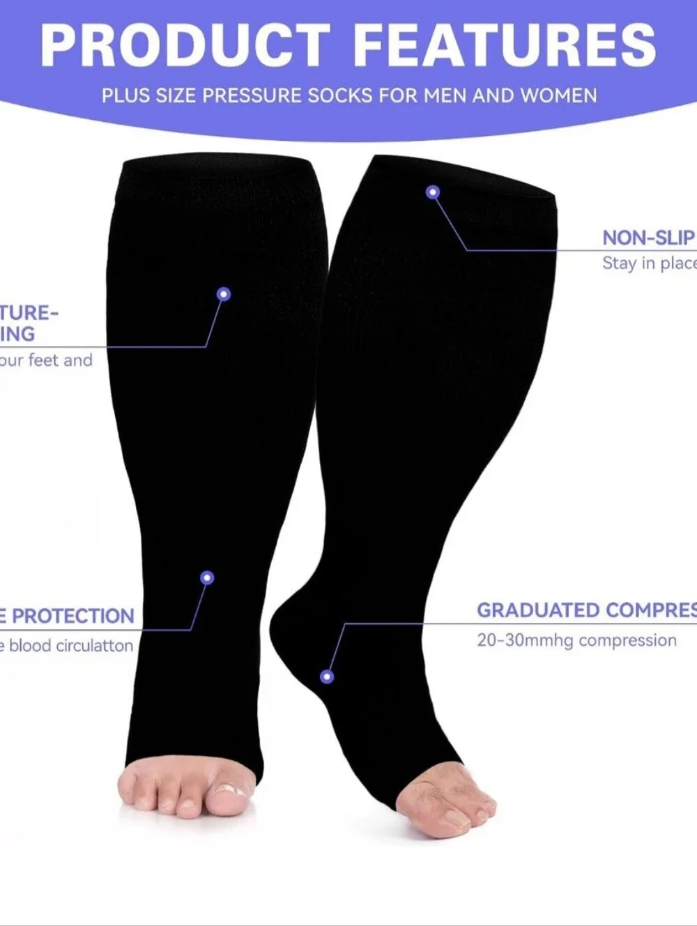 Nwt Leostep Plus Size Compression Socks For Circulation. 6X - Picture 2 of 6